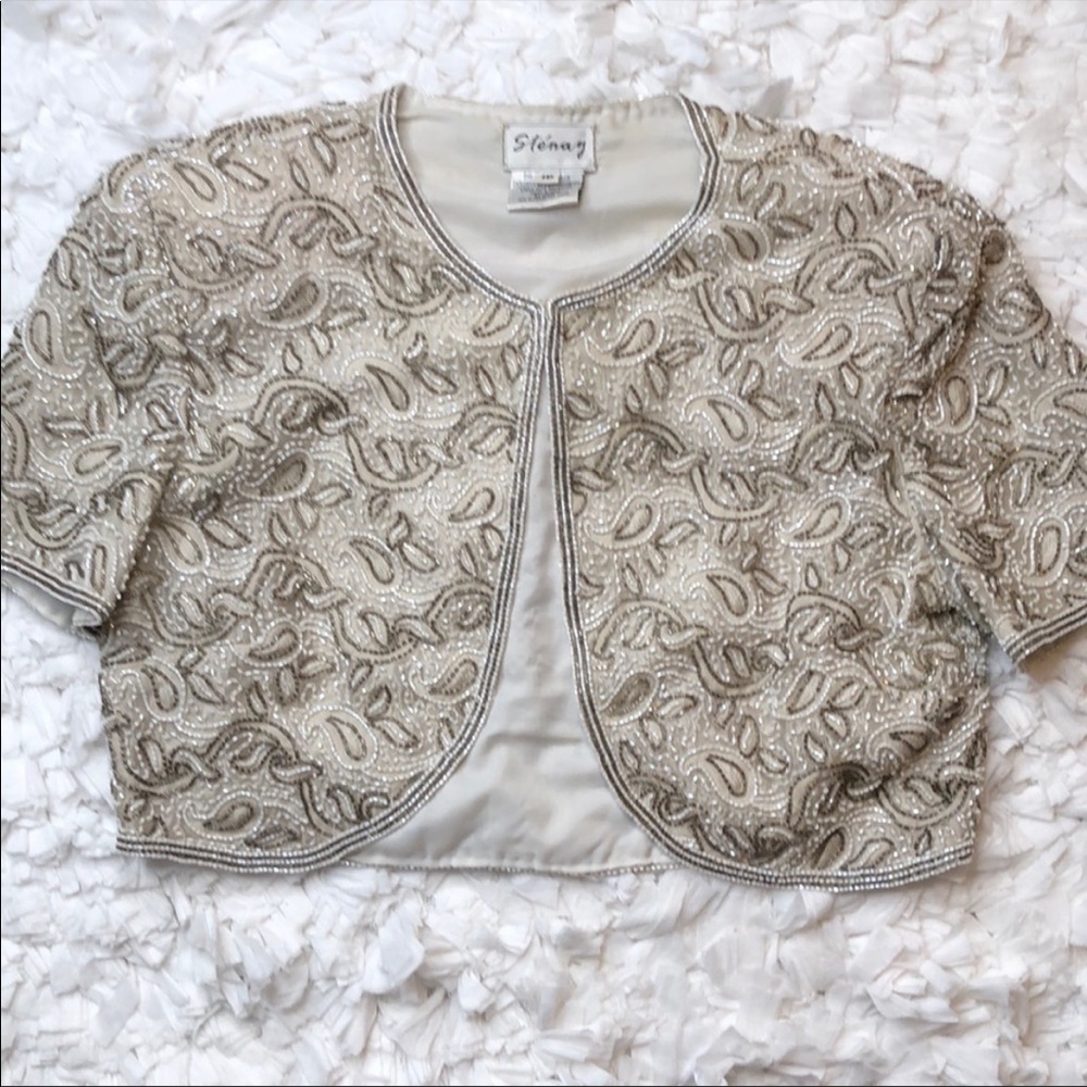 Vintage Stenay Paisley Caviar Beaded Bolero Jacket